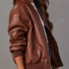 Vanessa Morgan Wild Cards Brown Bomber Top Leather Jacket