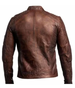 Victor Men’s Brown Distressed Vintage Real Leather Cafe Racer Jacket