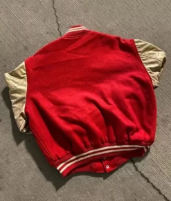 Vintage Champion Red Varsity Real Leather Jacket