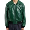 Vintage Green Bomber Real Leather Jacket