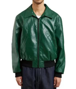 Vintage Green Bomber Real Leather Jacket