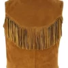 Virgil Men’s Tan Brown Fringe Western Cowboy V-Neck Suede Suede Leather Vest