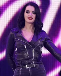 WWE Wrestler Paige Black Biker Leather Jacket