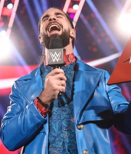 WWE – Seth Rollins Blue Trench Real Leather Coat