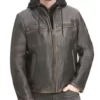 Wayne Brown Hooded Leather Jacket
