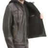 Wayne Brown Hooded Real Leather Jacket