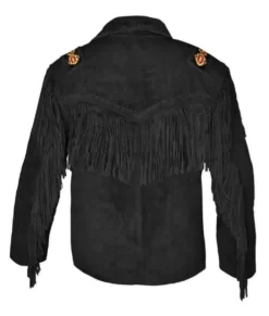 Wesley Men’s Black Fringe Rugged Cowboy Suede Jacket