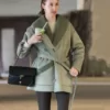 Whitney Port Best Green Leather Shearling Coat