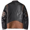 Wolverine Men’s Black Striped Leather Cafe Racer Jacket