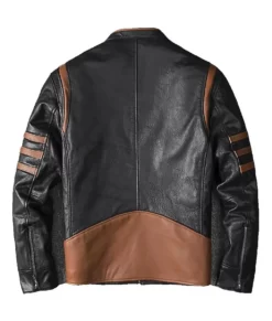 Wolverine Men’s Black Striped Leather Cafe Racer Jacket