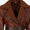 Womens Asymmetrical Brown Sherpa Top Leather Jacket