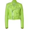Women’s Biker Lime Green Leather Jacket