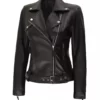 Women's Black Asymmetrical Motorcycle Full Grain Leather Jacket