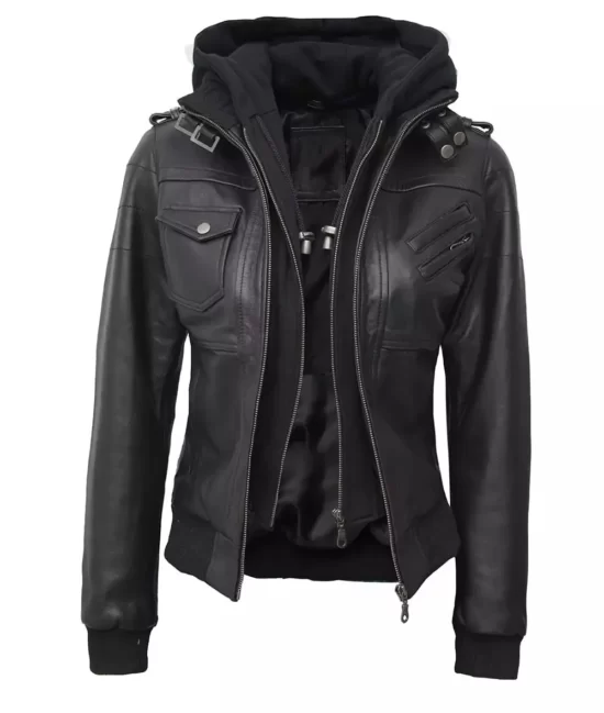 Women's Black Bomber Full Genuine Leather Jackets