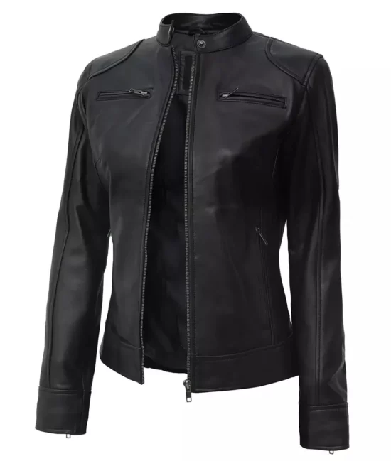 Womens Black Full Genuine Leather Jacket