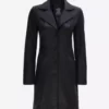 Womens Black Long Trench Pure Leather Coat