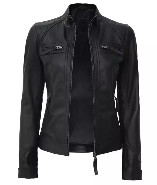Women's Black Motorcycle Best Vegan Leather Jacket