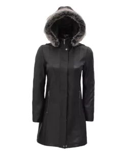 Womens Black Real Leather Coat