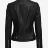 Womens Black Top Vegan Leather Mandarin Collar Biker Jacket