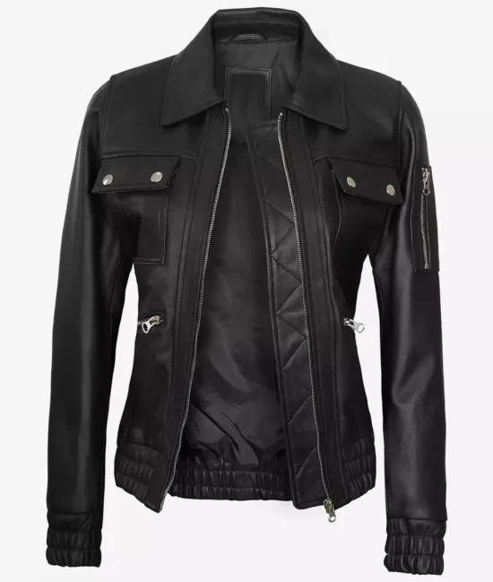 Womens Bomber Trucker Lexury Genuine Leather Jacket