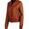 Womens Brown Quilted Leather Jacket