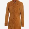 Womens Brown Suede Real Leather Coat