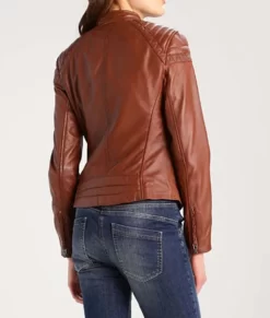 Women’s Browny Cafe Racer Top Leather Jacket