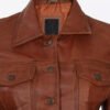 Women's Cognac Brown Trucker Top Grain Leather Jacket