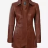 Womens Cognac Leather Coat