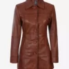 Womens Cognac Pure Leather Coat