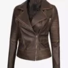 Women's Dark Brown Padded Full Grain Leather Jacket