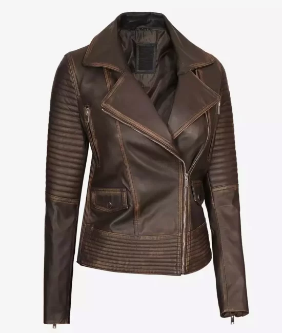 Women's Dark Brown Padded Genuine Leather Jacket