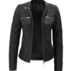 Women’s Detachable Hooded Motor Bike Leather Jacket