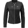 Women’s Detachable Hooded Motor Bike Leather Jacket