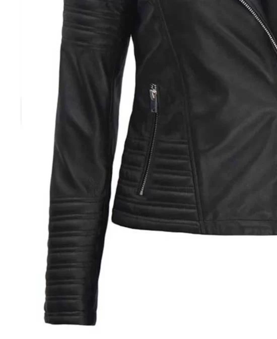 Womens Finest Best leather Black Asymmetrical Biker Jacket - (Few Left)