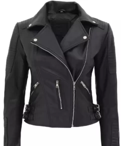 Womens Finest Black Motorcycle Full Genuine Leather Jacket
