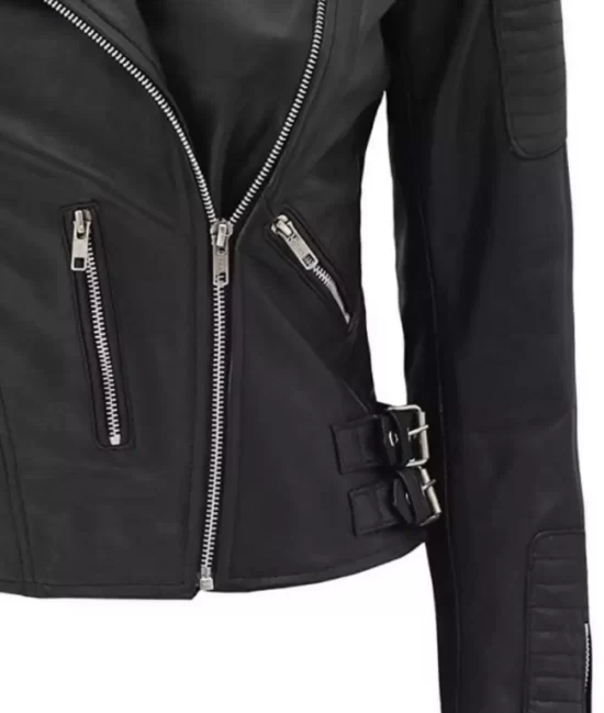 Womens Finest Real Leather Black Moto Jacket