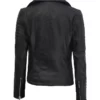 Womens Finest leather Black Asymmetrical Biker Jacket Back
