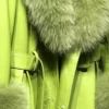 Women’s Lime Green Fur Leather Coat