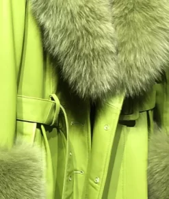 Women’s Lime Green Fur Leather Coat