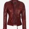 Women's Maroon Quilted Motorcycle Best Vegan Full Genuine Leather Jacket
