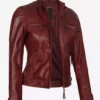 Women's Maroon Quilted Motorcycle Best Vegan Genuine Leather Jacket