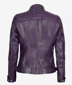 Womens Original Lambskin Leather Purple Biker Jacket
