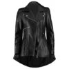 Women’s Peplum Waist Black Biker Leather Jacket