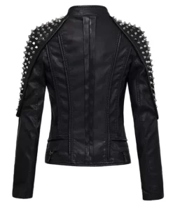 Women’s Punk Stylish Studded Real Leather Jacket