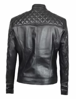 Womens Quilted Black Biker Top Leather Jacket