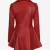Womens Red Leather Peplum Jacket - Frock Style Coat BAck