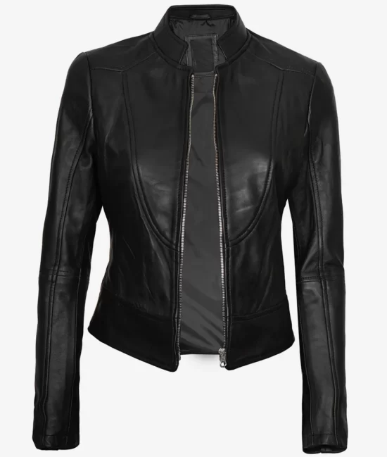 Womens Top Biker Vegan Full Genuine Leather Jacket