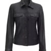 Women's Trucker Black Vegan Leather Jacket