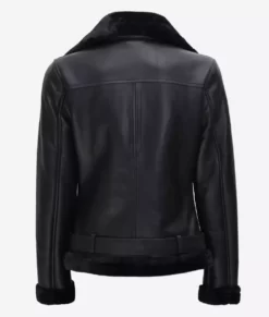 Womne's Agnes Asymmetrical Black Shearling Best Quality Leather Jackets
